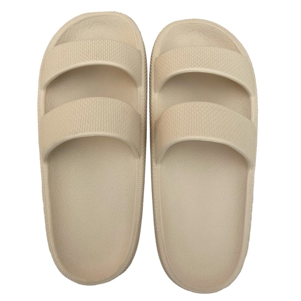 Comfort Foam Double-Strap Slide Sandals - Beige